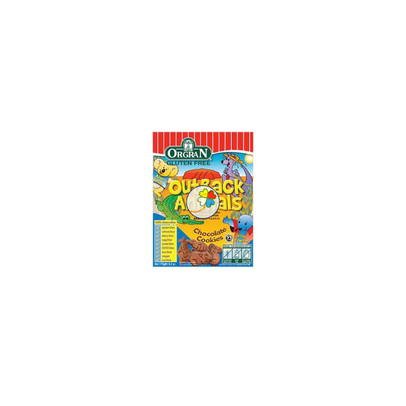 OUTBACK ANIMALS CHOCOLATE COOKIES 175Gr. ORGRAN