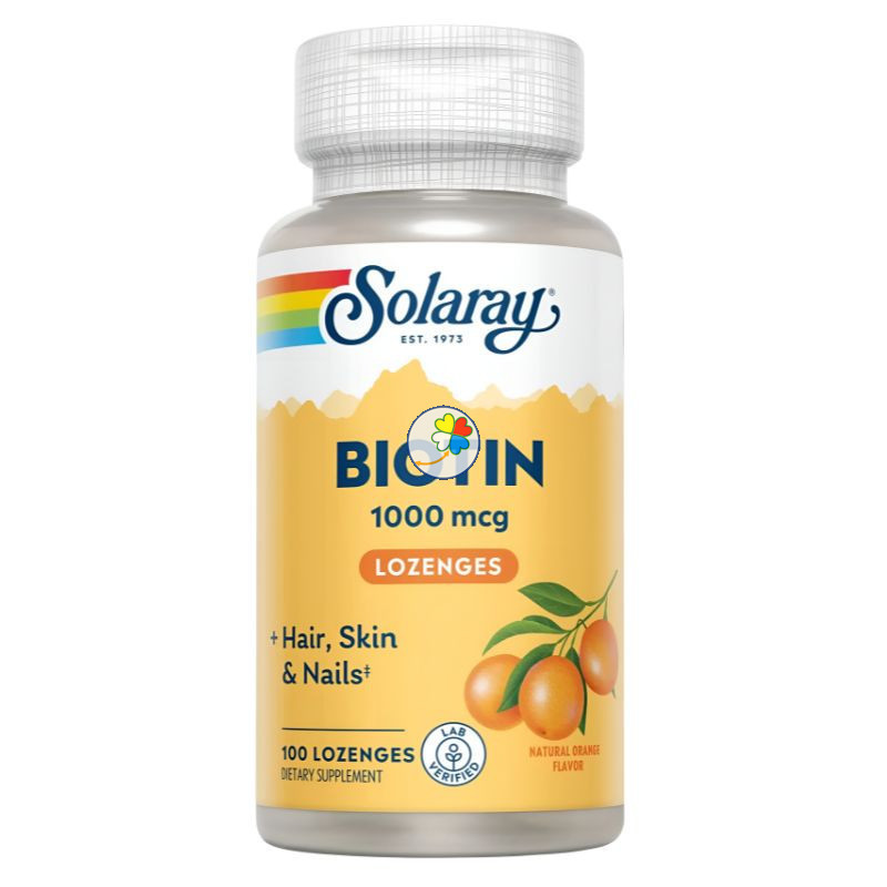 BIOTIN 1000 Mcg. 100 COMPRIMIDOS SUBLIGUALES SABOR NARANJA SOLARAY