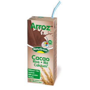 BEBIDA DE ARROZ ECOLOGICA CON CACAO Y CALCIO 200Ml. NATURGREEN