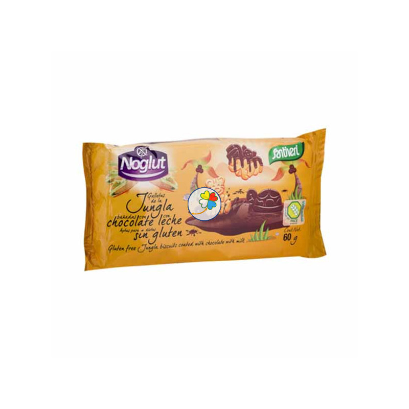 NOGLUT GALLETAS JUNGLA CHOCO-LECHE 60Gr. SANTIVERI