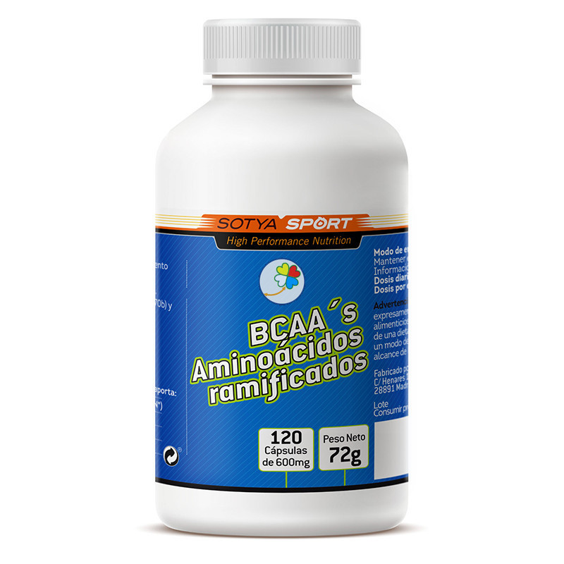 BCAAS (AMINOACIDOS RAMIFICADOS) 120 CAPSULAS DE 600Mg. SOTYA