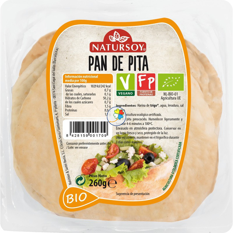 PAN DE PITA 260Gr. NATURSOY