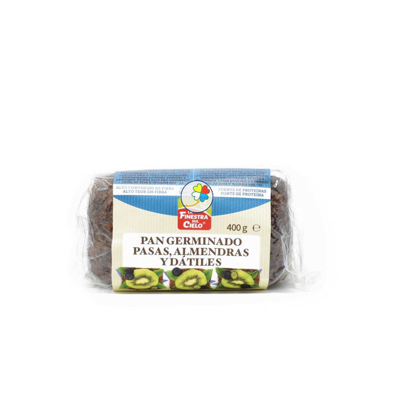 PAN GERMINADO CON ALMENDRAS, PASAS Y DATILES SIN LEV 400Gr. FINESTRA