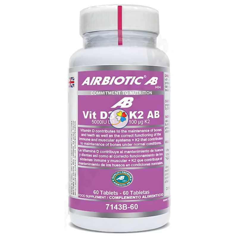 VIT D3 + K2 (5.000 UI D3 + 100 µg K2) 60 TABLETAS AIRBIOTIC