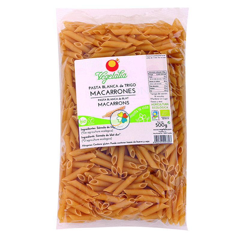 BIO MACARRONES (PASTA BLANCA DE TRIGO) 500Gr. VEGETALIA