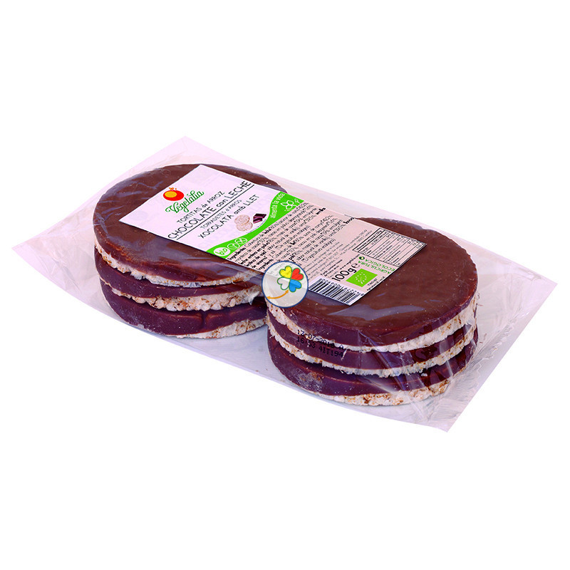 BIO TORTITAS DE ARROZ CON CHOCOLATE CON LECHE 100Gr. VEGETALIA