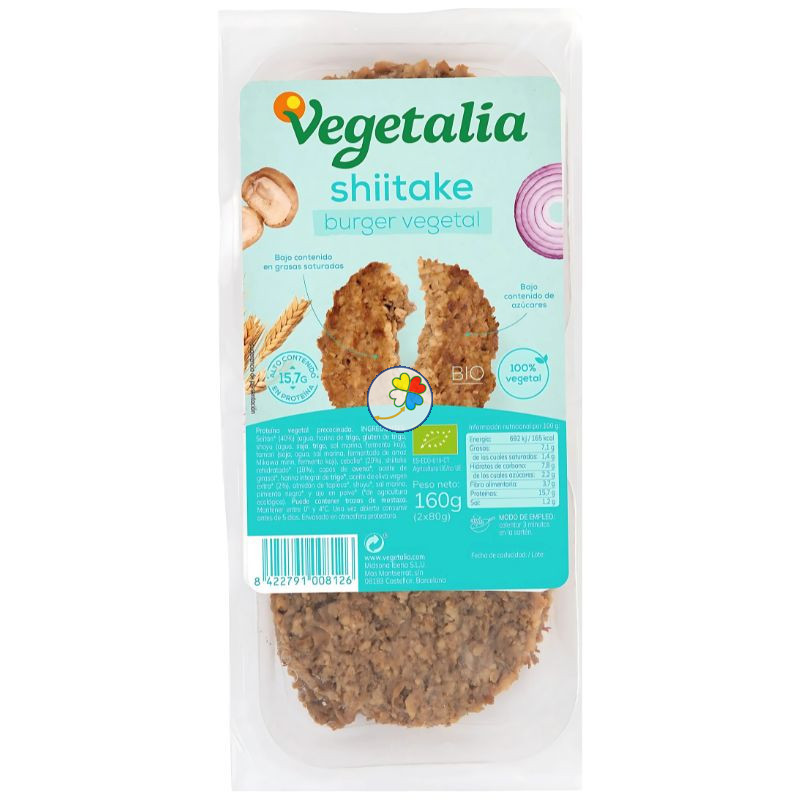 VEGEBURGUER SEITÁN Y SHIITAKE BIO 160GR VEGETALIA