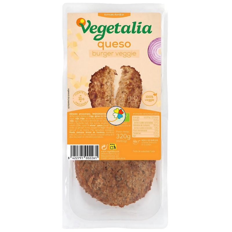 VEGEBURGUER DE SEITÁN Y QUESO BIO (4 UNIDADES) 320GR VEGETALIA