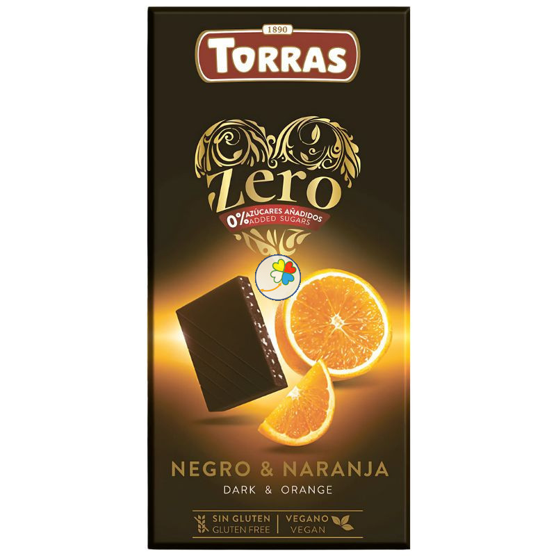 ZERO CHOCOLATE NEGRO CON NARANJA 125GR TORRAS