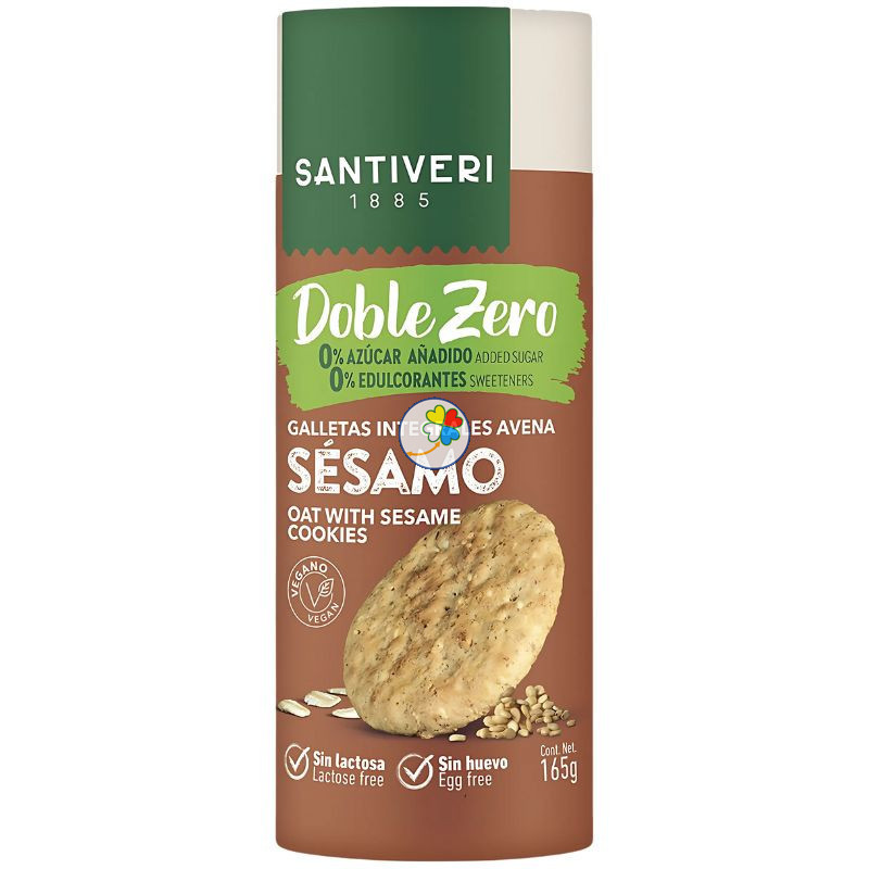 GALLETAS INTEGRALES AVENA Y SÉSAMO DOBLE ZERO 165G SANTIVERI