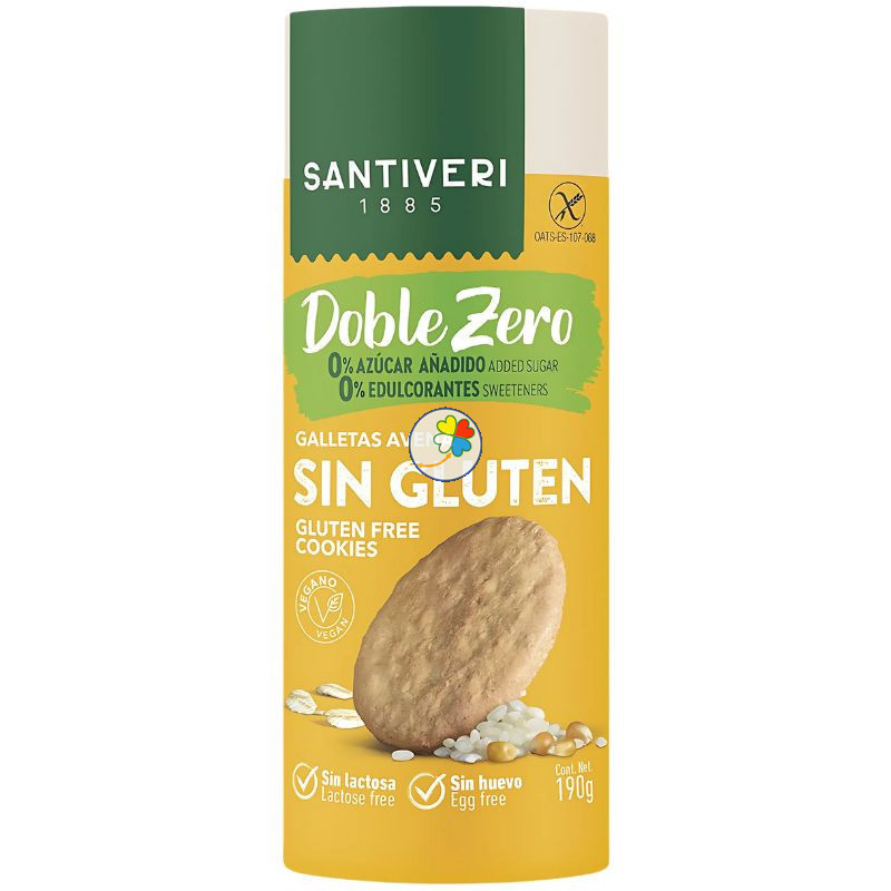 GALLETAS DE AVENA SIN GLUTEN DOBLE ZERO 190G SANTIVERI GALLETAS DE AVENA SIN GLUTEN DOBLE ZERO 190G SANTIVERI