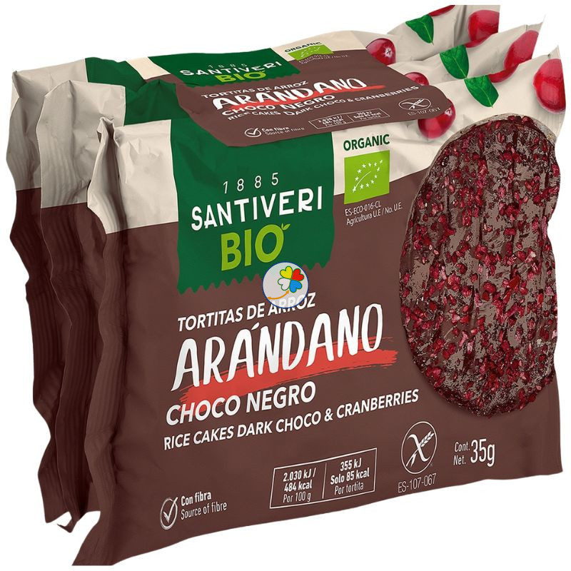 TORTITAS DE ARROZ CON ARÁNDANOS Y CHOCO NEGRO BIO 35G SANTIVERI TORTITAS DE ARROZ CON ARÁNDANOS Y CHOCO NEGRO BIO 35G SANTIVERI