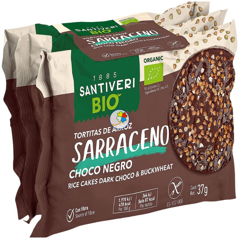 TORTITAS DE ARROZ SARRACENI Y CHOCOLATE NEGRO BIO 37G SANTIVERI TORTITAS DE ARROZ SARRACENI Y CHOCOLATE NEGRO BIO 37G SANTIVERI