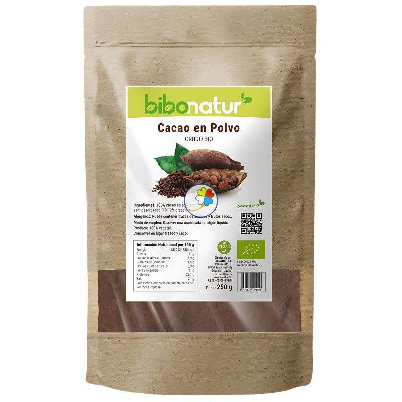 CACAO EN POLVO SEMIDESGRASADO ECO 250G BIBONATUR CACAO EN POLVO SEMIDESGRASADO ECO 250G BIBONATUR