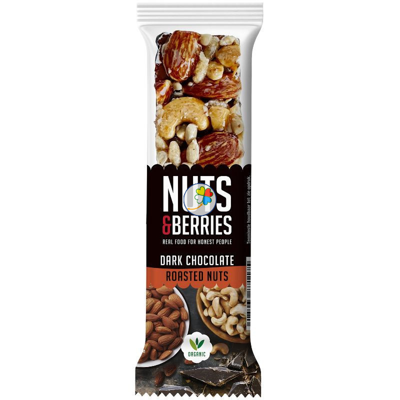 BARRITA CHOCO NEGRO CON FRUTOS SECOS TOSTADOS 40G BIOCOP