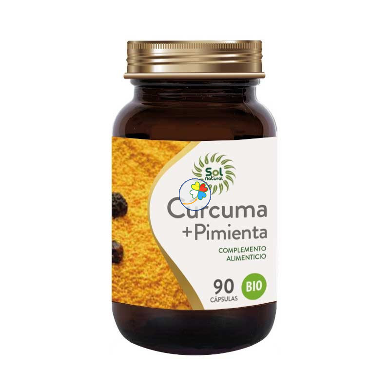 CÚRCUMA + PIMIENTA BIO 90 CAPSULAS 600Mg. SOL NATURAL