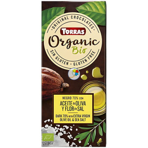 CHOCOLATE NEGRO 70% ACEITE OLIVA & FLOR DE SAL 100G TORRAS