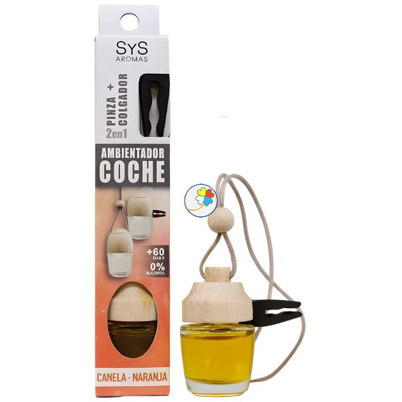 AMBIENTADOR NATURAL COCHE CON PINZA AROMA CANELA-NARANJA 7ML SYS