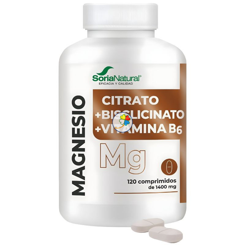 CITRATO MAGNESIO+BISGLICINATO+B6 120 COMPRIMIDOS SORIA NATURAL