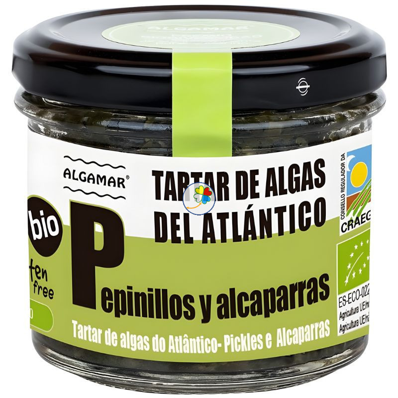 TARTAR ALGAS DEL ATLÁNTICO PEPINILLOS Y ALCAPARRAS 100G ALGAMAR