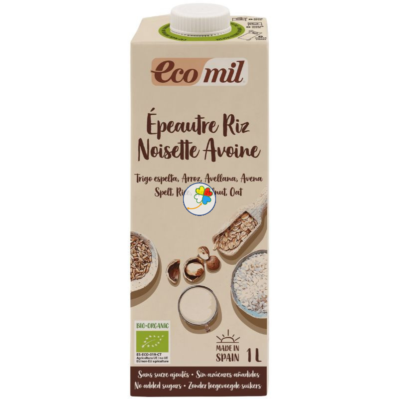 BEBIDA DE ESPELTA, ARROZ, AVELLANA Y AVENA BIO 1L ECOMIL