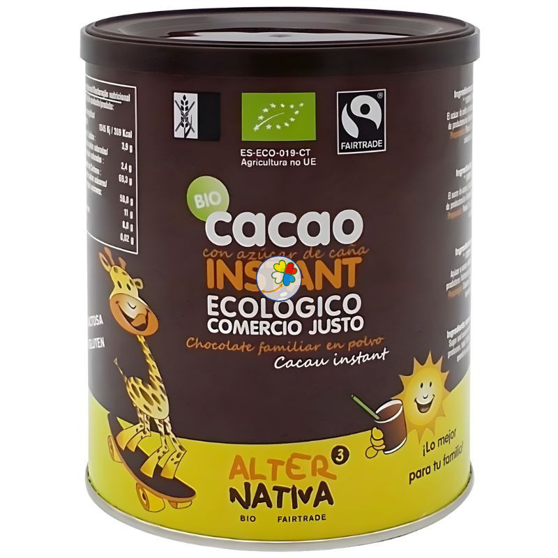 CACAO INSTANTÁNEO CON AZÚCAR DE CAÑA BIO 400G ALTERNATIVA 3
