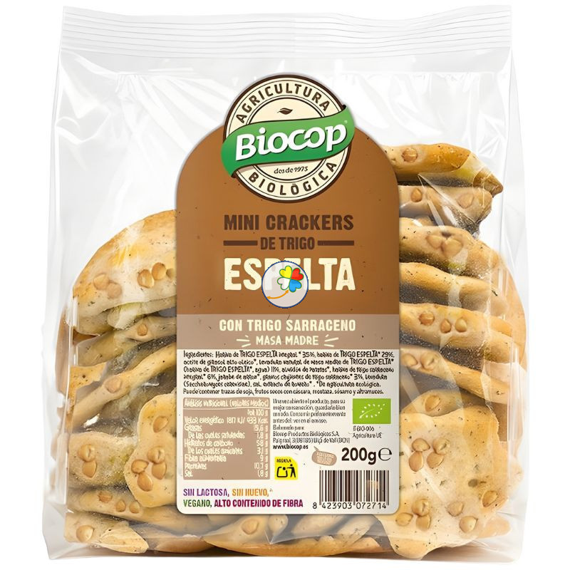 MINI CRACKERS ESPELTA Y TRIGO SARRACENO MASA MADRE 200G BIOCOP