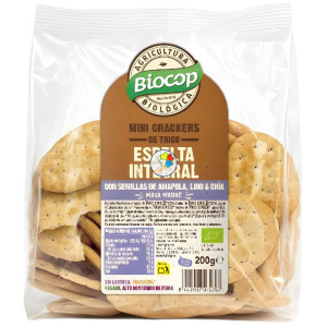 MINI CRACKERS ESPELTA INTEGRAL Y SEMILLAS MASA MADRE 200G BIOCOP