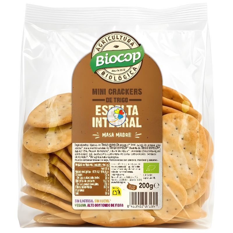 MINI CRACKERS DE ESPELTA INTEGRAL MASA MADRE 200G BIOCOP