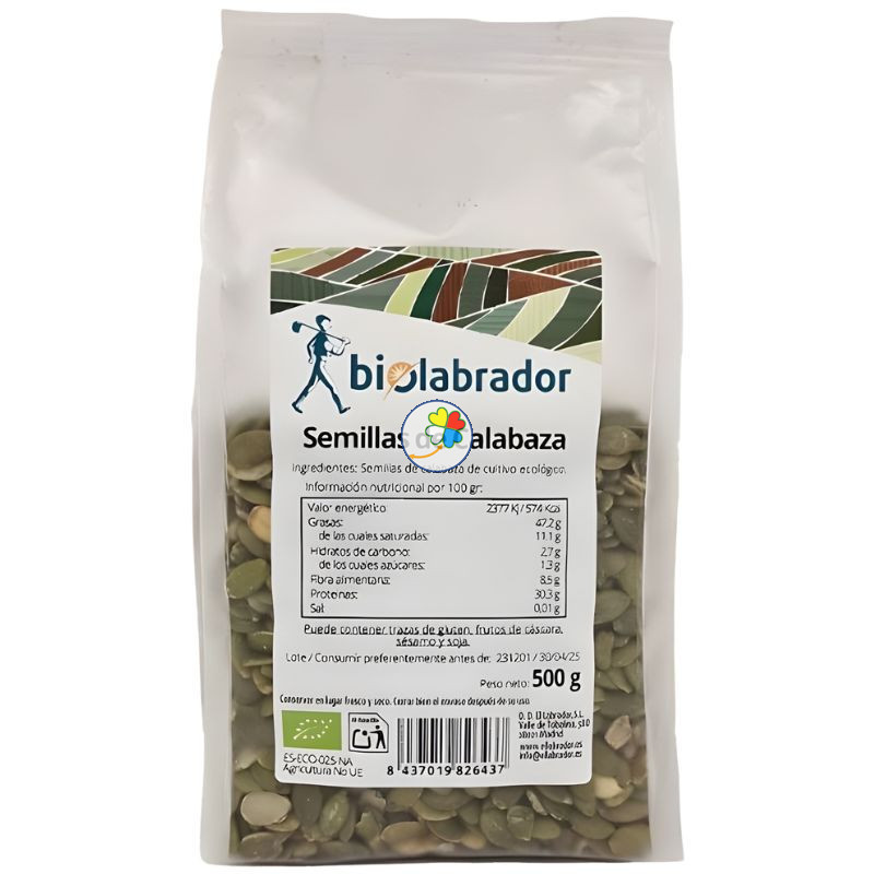 PIPAS DE CALABAZA PELADAS 500G BIOLABRADOR