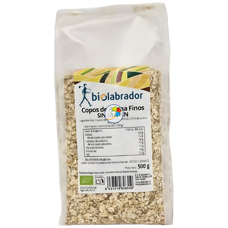 COPOS DE AVENA FINOS SIN GLUTEN 500G BIOLABRADOR