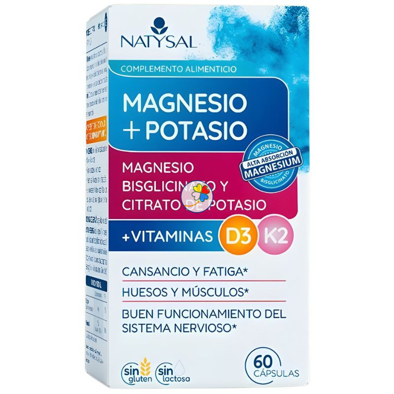 MAGNESIO + POTASIO + D3 + K2 60 CÁPSULAS NATYSAL