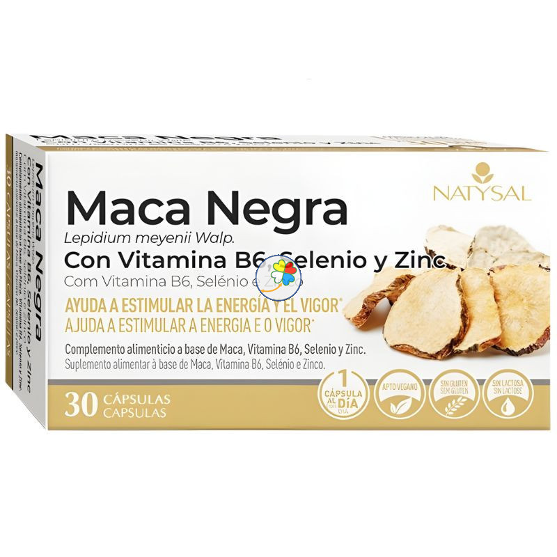 MACA NEGRA CON B6, SELENIO Y ZINC 30 CÁPSULAS NATYSAL