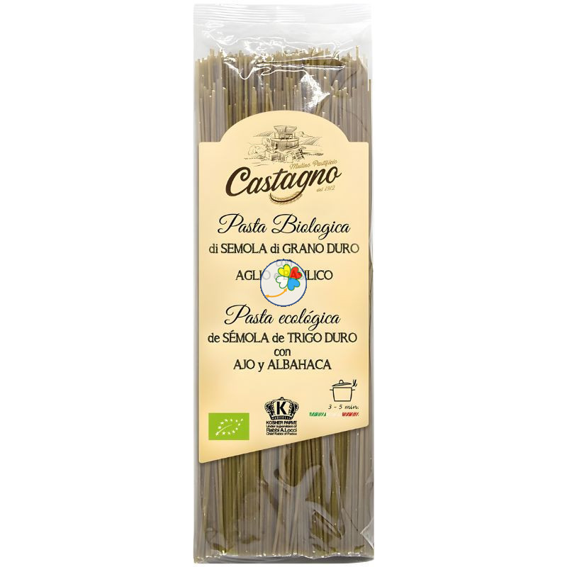 ESPAGUETIS DE TRIGO DURO CON ALBAHACA Y AJO 500G CASTAGNO
