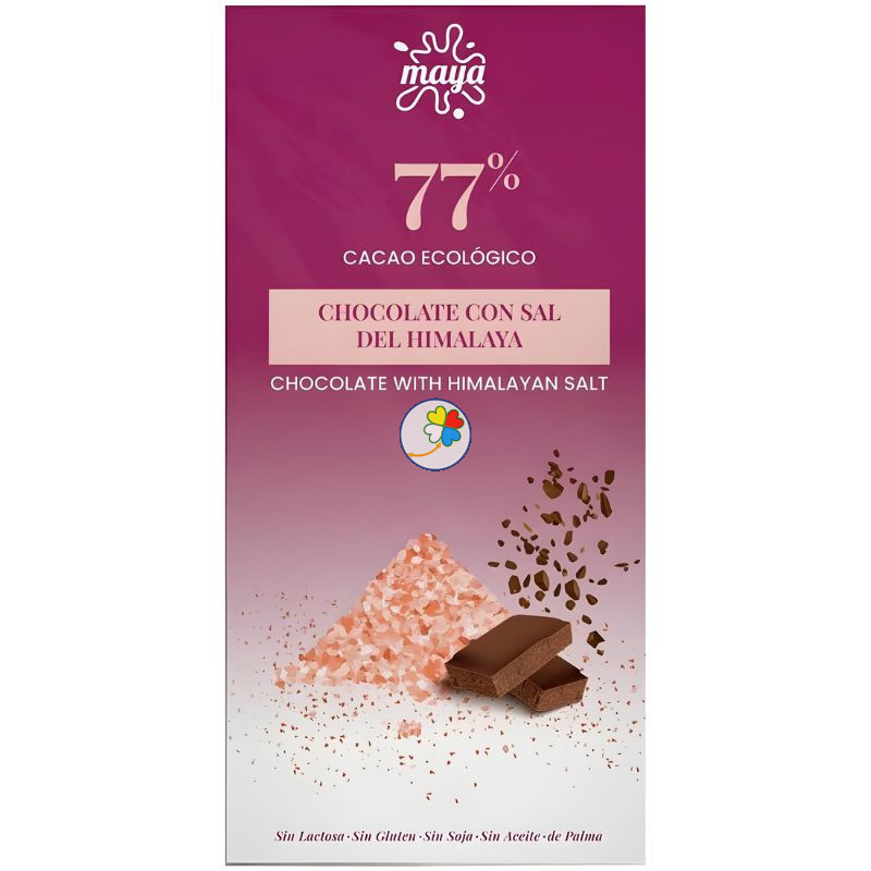 TABLETA CHOCOLATE 77% CON SAL ROSA DEL HIMALAYA 70G MAYA ORGANIC