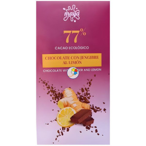TABLETA DE CHOCOLATE 77% CON JENGIBRE AL LIMÓN 70G MAYA ORGANIC