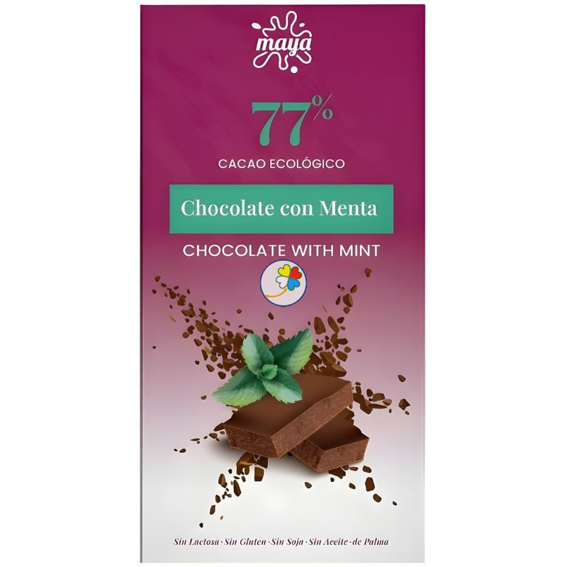 TABLETA DE CHOCOLATE 77% CON MENTA 70G MAYA ORGANIC