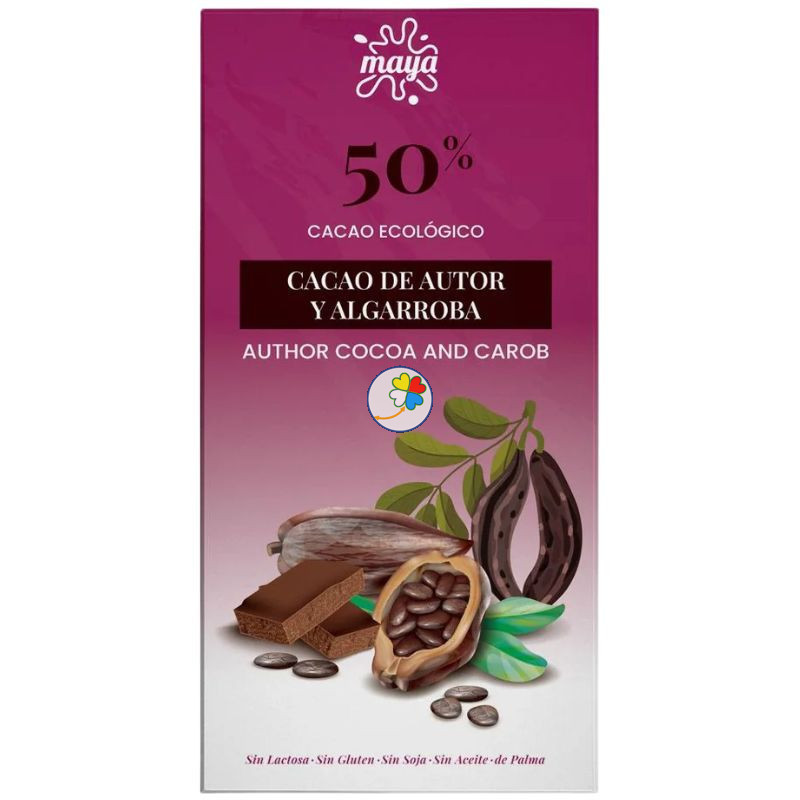 TABLETA DE CHOCOLATE CACAO DE AUTOR Y ALGARROBA 70G MAYA ORGANIC