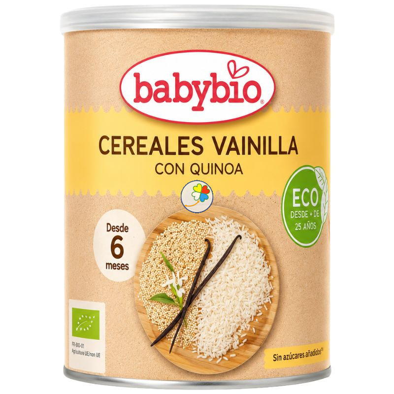 PAPILLA DE CEREALES CON QUINOA SABOR VAINILLA 220G BABYBIO