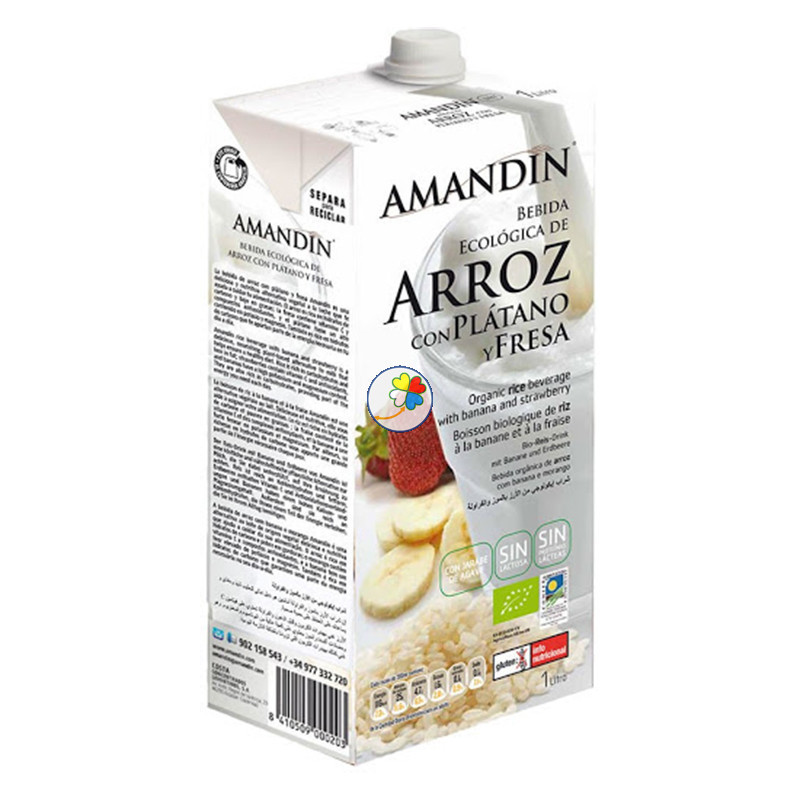 BEBIDA DE ARROZ DE PLATANO Y FRESA 1Lt. AMANDIN