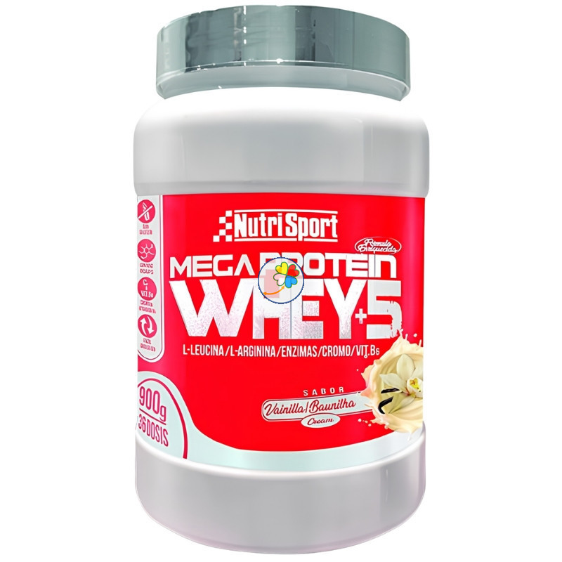 MEGA PROTEIN WHEY +5 SABOR VAINILLA 900G NUTRISPORT