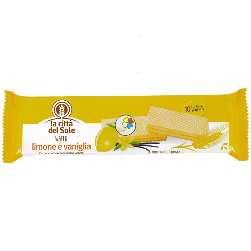 WAFER DE LIMÓN Y VAINILLA BIO 125G LA CITTÀ DEL SOLE