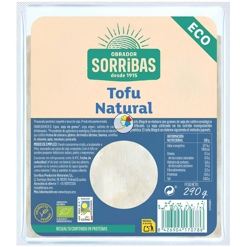 TOFU NATURAL BIO 290G OBRADOR SORRIBAS
