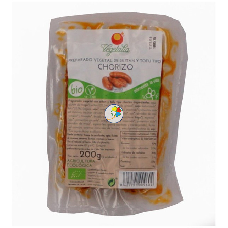 BIO CHORIZO VEGETAL TOFU Y SEITAN 200Gr. VEGETALIA