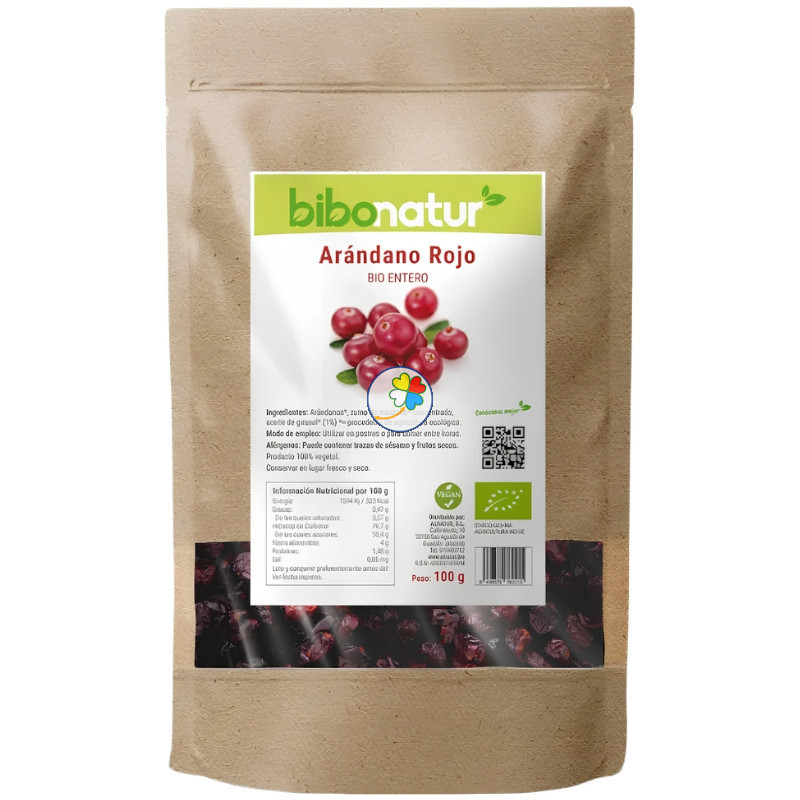 ARÁNDANO ROJO + SIROPE DE MANZANA ECO 100G BIBONATUR
