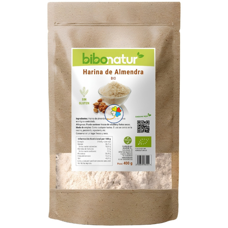 HARINA DE ALMENDRA SIN GLUTEN BIO 400G BIBONATUR