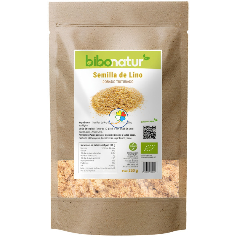 SEMILLAS DE LINO DORADO TRITURADO ECO 250G BIBONATUR