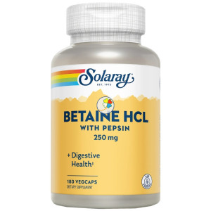 BETAIN HCL CON PEPSINA 250MG 180 CÁPSULAS VEGETALES SOLARAY