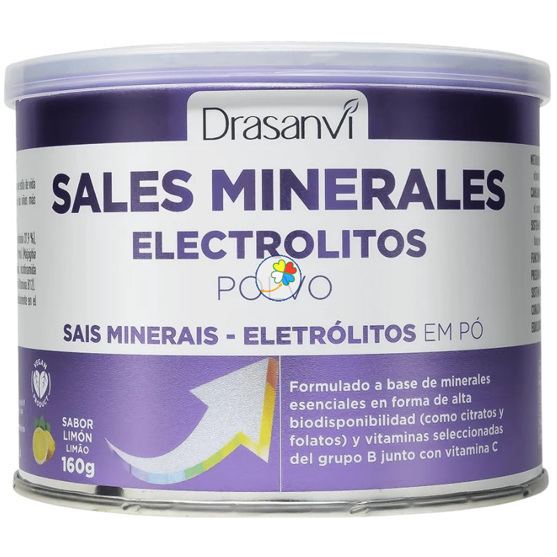 SALES MINERALES ELECTROLITOS PUROS SABOR LIMÓN 160G DRASANVI