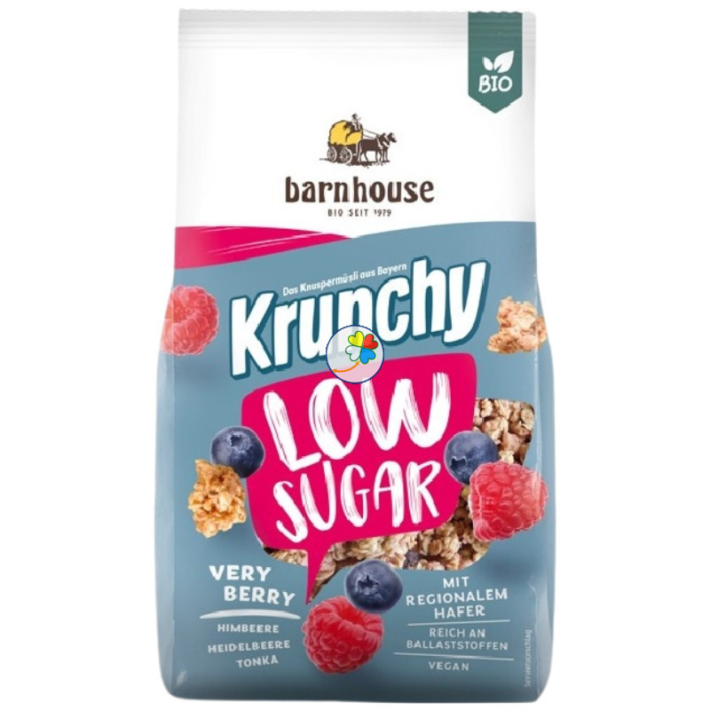 MUESLI KRUNCHY CON FRUTOS ROJOS BAJO EN AZÚCAR 375G BARNHOUSE